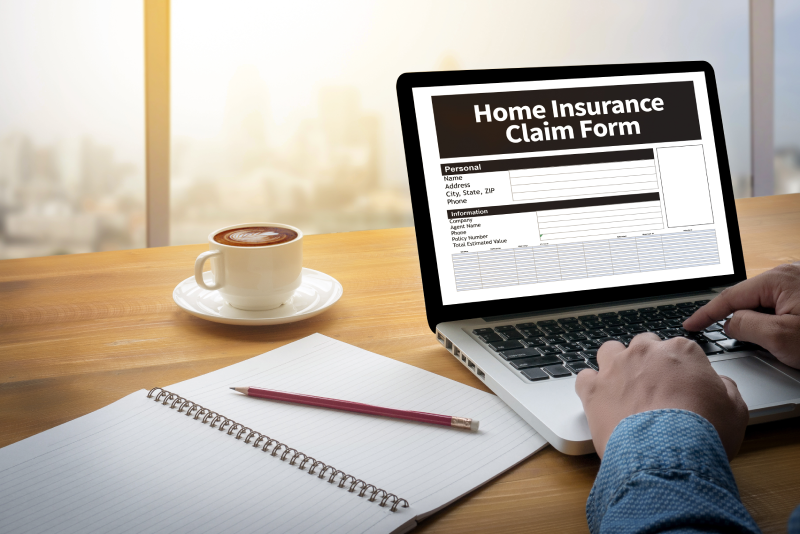 Home Insurance Claim Form Document Refund Home Insurance Computing Computer flare sun, Cropped image male freelancer sitting at the table