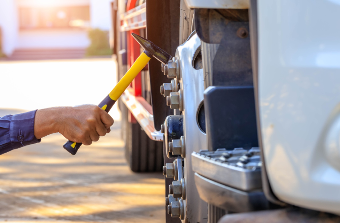 Preforming a pre-trip inspection on a truck, Concept preventive maintenance truck checklist,